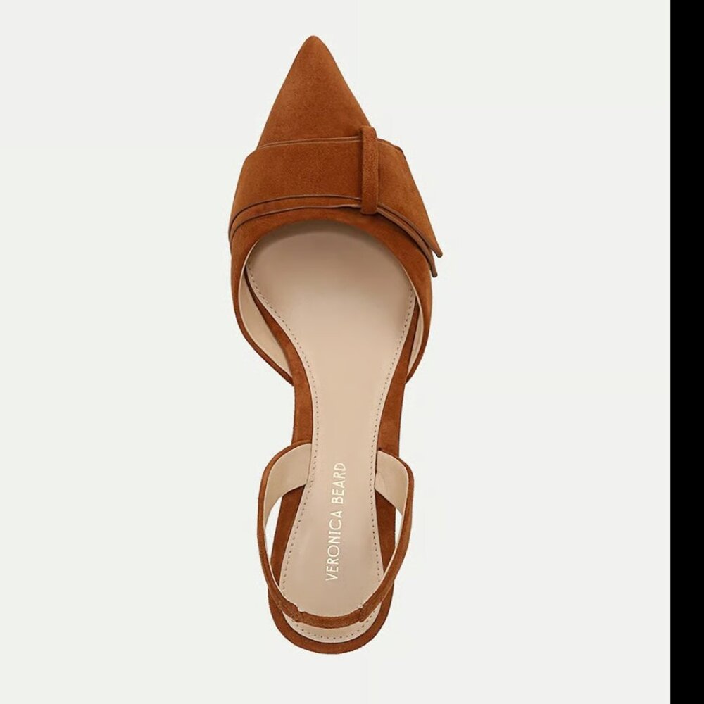 Veronica Beard Brown Suede Pointed-Toe Slingback Heels - Picture 8 of 9